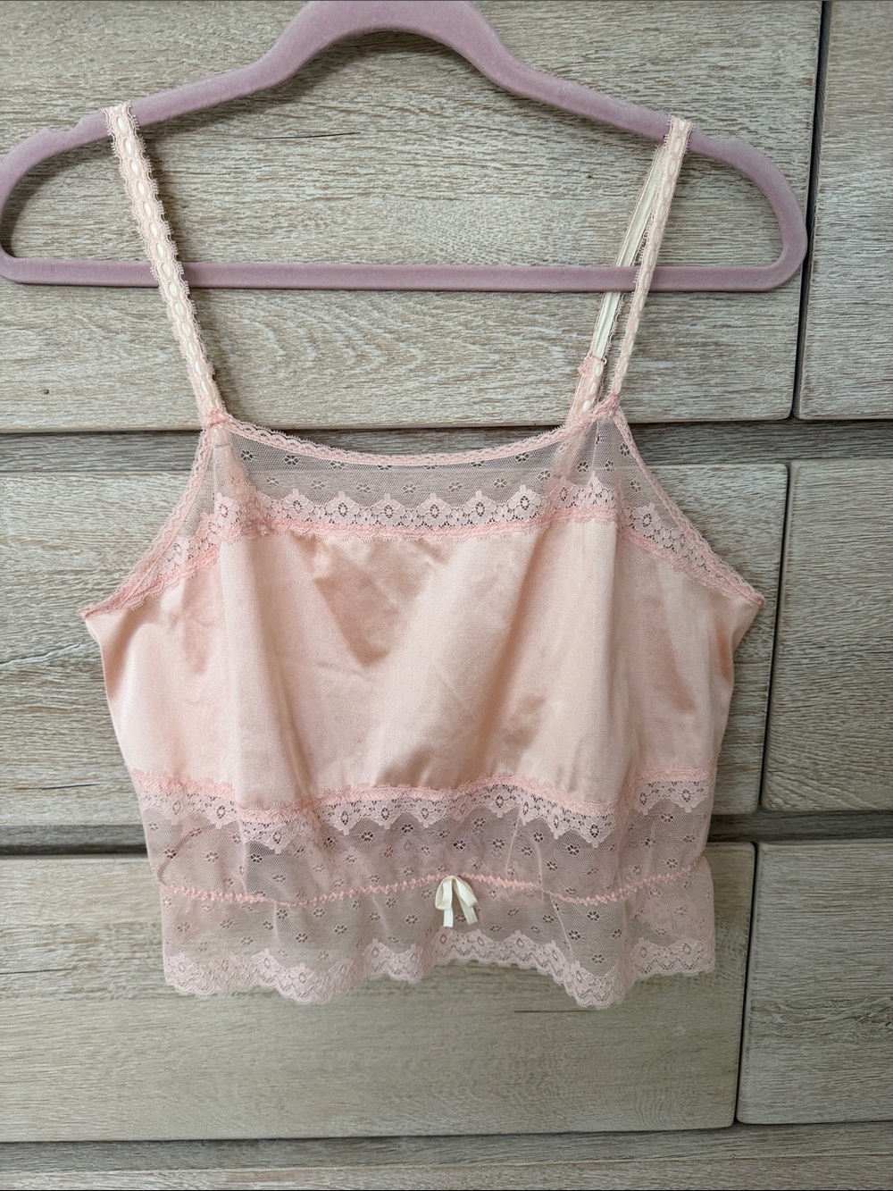 Soft Vintage Pink Lace Trim Camisole Tank Top - Picture 1 of 4